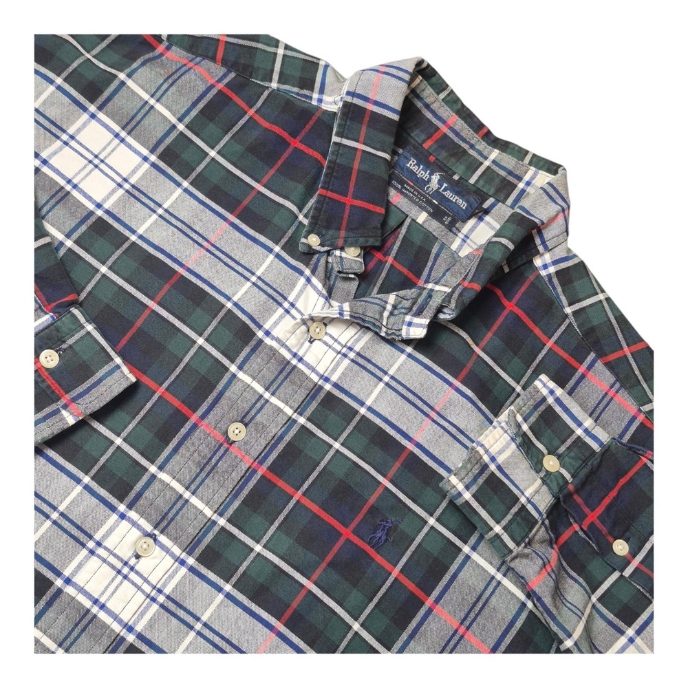 VTG Ralph Lauren Men's XXL Plaid Button Up Shirt Made In‎ USA Preppy Ivy